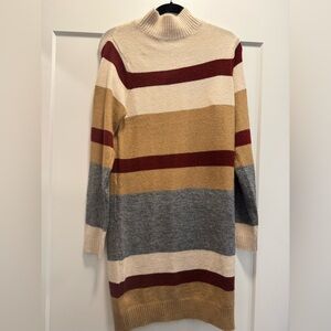 Studio Women's Cowl Neck Striped Sweater - Cream, Red, Tan, Gray